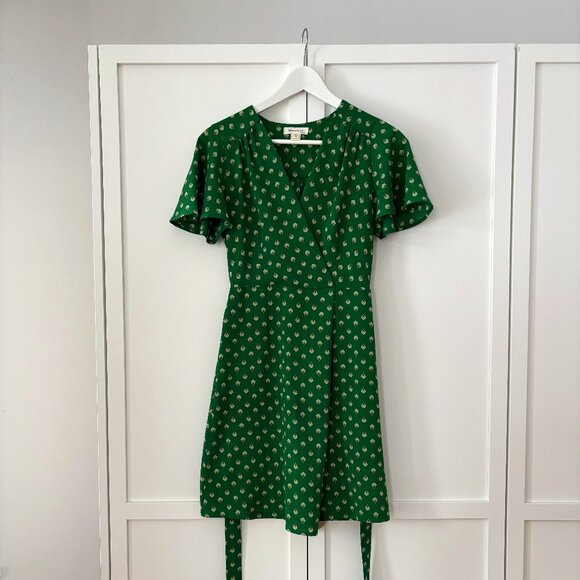 Monteau of Los Angeles green faux-wrap short dress (size S) - Picture 1 of 4